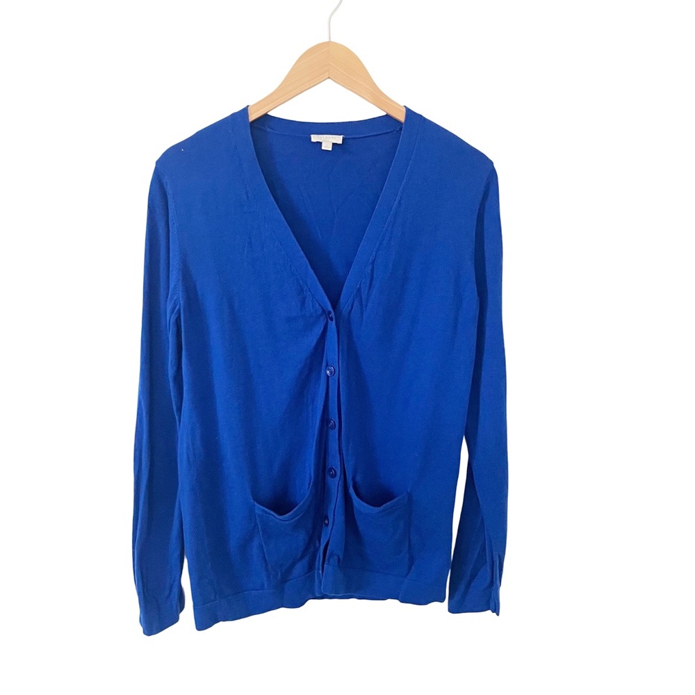 Talbots‎ Royal Blue Long Style Buttoned Pocket Cardigan Sweater